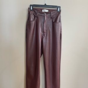 A&F 90s Straight Ultra High Rise Faux Leather Pants (short length)